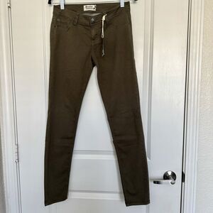 Scarlet Boulevard Jeans Womens 27 Olive Green Brown Skinny Stretch Pants